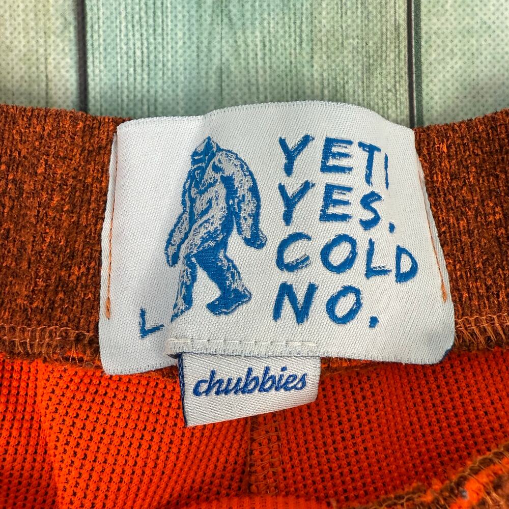 Chubbies Shorts Large Yeti Yes Cold No Orange Sweat Pants Drawstring Pockets - Picture 5 of 5